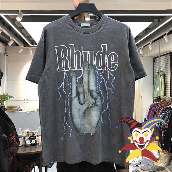 idbk men's and women's high street t shirt fashion brand rhude oversized vintage version lightning palm tee short sleeve, White
idbk men's and women's high street t shirt fashion brand rhude oversized vintage version lightning palm tee short sleeve, White
