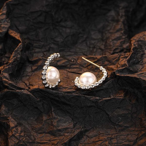 eearings s925 sterling silver irregular half round bead women's french minority designer's simple pearl c earrings linka, Golden
eearings s925 sterling silver irregular half round bead women's french minority designer's simple pearl c earrings linka, Golden