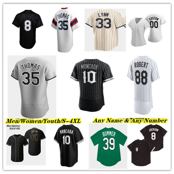 custom baseball jersey tim anderson yoan moncada eloy jimenez luis robert bo jackson elvis andrus lance lynn frank thomas lucas giolito andr, Blue;black