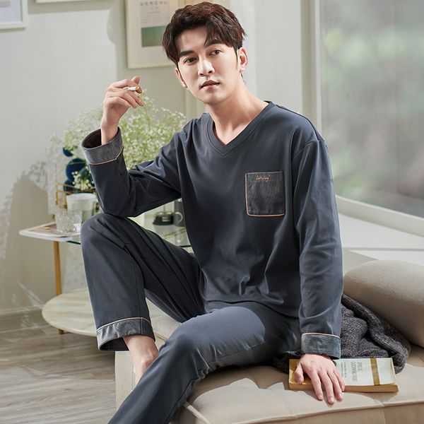 men's sleepwear men v-neck splice pajamas set cotton male long-sleeved autumn winter pyjama loose men home set solid sleepwear pants 2, Black;brown
men's sleepwear men v-neck splice pajamas set cotton male long-sleeved autumn winter pyjama loose men home set solid sleepwear pants 2, Black;brown