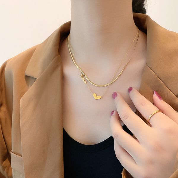 afshor heart pendant classic peach heart double gold colour titanium steel love letter short necklace for woman fashion girl's clavicle, Silver
afshor heart pendant classic peach heart double gold colour titanium steel love letter short necklace for woman fashion girl's clavicle, Silver