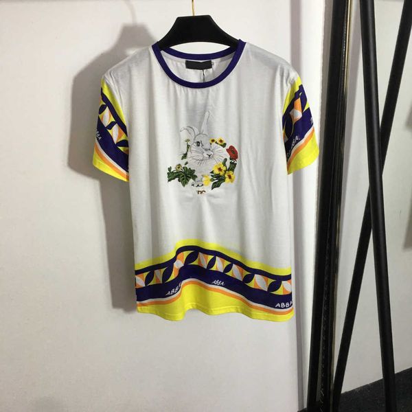 23ss women designer brand short sleeve t-shirt pure cotton round neck bunny print t-shirt color stitching fashion women clothes, White
23ss women designer brand short sleeve t-shirt pure cotton round neck bunny print t-shirt color stitching fashion women clothes, White