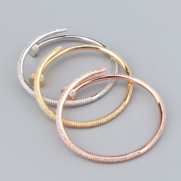 wedding bracelets women man 18k gold plated cuff bracelet full diamond nail bracelet love jewelry for valentine's day gift, White
wedding bracelets women man 18k gold plated cuff bracelet full diamond nail bracelet love jewelry for valentine's day gift, White