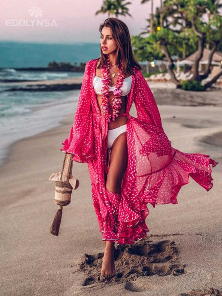 women's swimwear 2023 bikini cover-ups bohemian dot printed flare sleeve ruffed summer beach dress chiffon tunic women swimsuit cover u, White;black
women's swimwear 2023 bikini cover-ups bohemian dot printed flare sleeve ruffed summer beach dress chiffon tunic women swimsuit cover u, White;black
