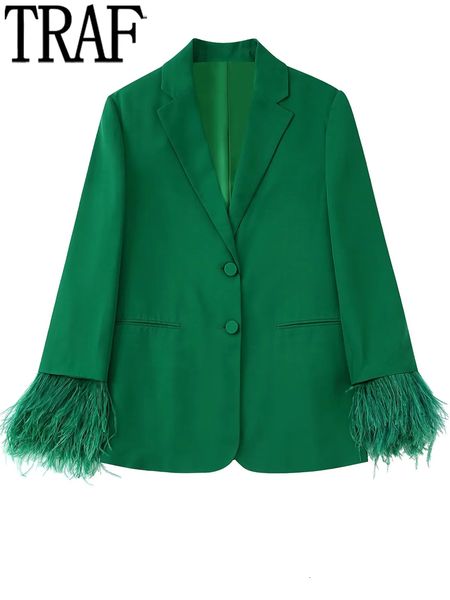 women's suits blazers traf green blazer woman feather casual blazer for women autumn long sleeve office elegant womens jacket fashion f, White;black
women's suits blazers traf green blazer woman feather casual blazer for women autumn long sleeve office elegant womens jacket fashion f, White;black