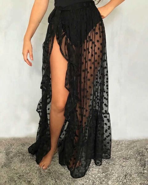 women's swimwear 2021 new summer women's mesh sheer polka dot long split skirts beach sunscreen bikini cover up wrap skirt y2303, White;black
women's swimwear 2021 new summer women's mesh sheer polka dot long split skirts beach sunscreen bikini cover up wrap skirt y2303, White;black