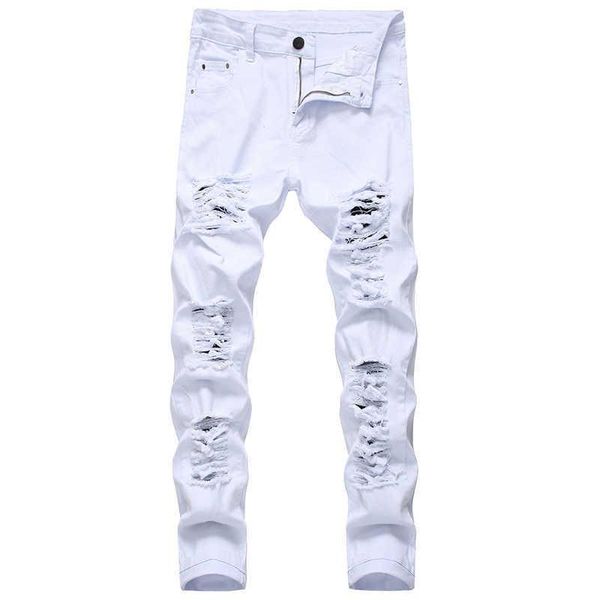 men ripped jeans white red black stretch slim fit spring autumn denim pants distressed hip hop streetwear biker jeans pants x0621 vjn, Blue
men ripped jeans white red black stretch slim fit spring autumn denim pants distressed hip hop streetwear biker jeans pants x0621 vjn, Blue