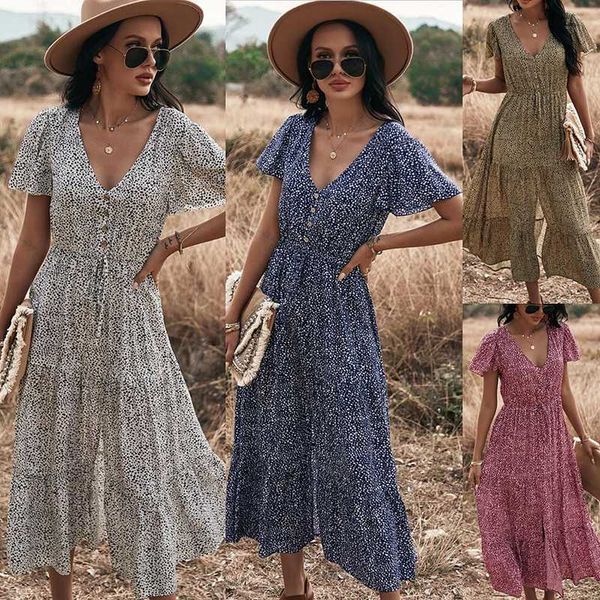 casual dresses 2021 new style summer print ruffled ladies casual v-neck drawstring button dress women's old-fashioned white dress vesti, Black;gray
casual dresses 2021 new style summer print ruffled ladies casual v-neck drawstring button dress women's old-fashioned white dress vesti, Black;gray