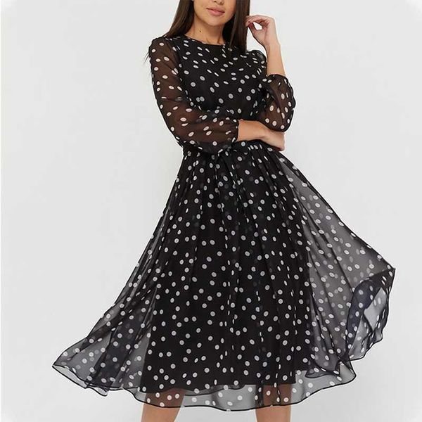 casual dresses chiffon polka dot print female elegant o-neck lantern sleeve elastic waist slim a-line casual party dress plain weave midi sk, Black;gray
casual dresses chiffon polka dot print female elegant o-neck lantern sleeve elastic waist slim a-line casual party dress plain weave midi sk, Black;gray