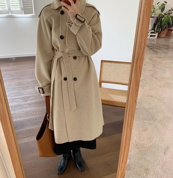 women's jackets coat women winter korean retro lapel doublebreasted lace waist slim midlength doublefaced woolen cloth with belt 230310, Black;brown
women's jackets coat women winter korean retro lapel doublebreasted lace waist slim midlength doublefaced woolen cloth with belt 230310, Black;brown