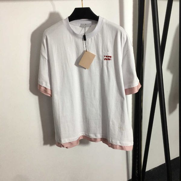 23ss designer women brand t-shirt fake two piece stitching embroidery monogram short sleeve t-shirts fashion women clothes, White
23ss designer women brand t-shirt fake two piece stitching embroidery monogram short sleeve t-shirts fashion women clothes, White