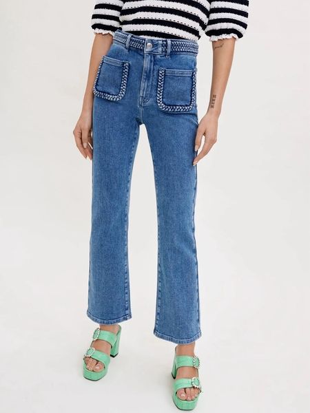 women's jeans ioo spring summer women's french weave pants high waist micro lace jeans brand maje 230311, Blue
women's jeans ioo spring summer women's french weave pants high waist micro lace jeans brand maje 230311, Blue