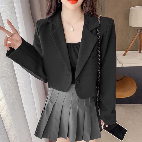 women's suits blazers xpqbb korean style high street blazer women simple single-button cropped jacket ladies all-match black khaki offi, White;black
women's suits blazers xpqbb korean style high street blazer women simple single-button cropped jacket ladies all-match black khaki offi, White;black