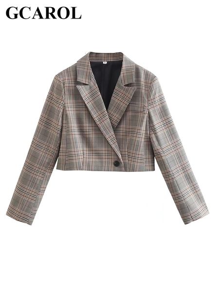 women's suits blazers gcarol women notched collar plaid short suit single button classic vintage england style blazer streetwear outwea, White;black
women's suits blazers gcarol women notched collar plaid short suit single button classic vintage england style blazer streetwear outwea, White;black