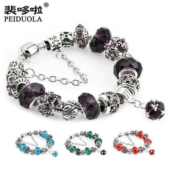 s pan family new fashion large hole crystal beaded fresh flower crown pendant bracelet, Black
s pan family new fashion large hole crystal beaded fresh flower crown pendant bracelet, Black