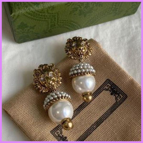 fashion street womens earrings luxury designer jewelry pearl lion earrings women's earrings vintage high quality, Golden;silver 
fashion street womens earrings luxury designer jewelry pearl lion earrings women's earrings vintage high quality, Golden;silver
