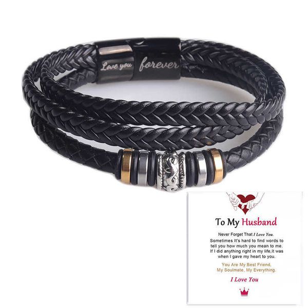bracelets three-layer black rope magnetic buckle i love you engraved stainless steel leather bracelet
bracelets three-layer black rope magnetic buckle i love you engraved stainless steel leather bracelet