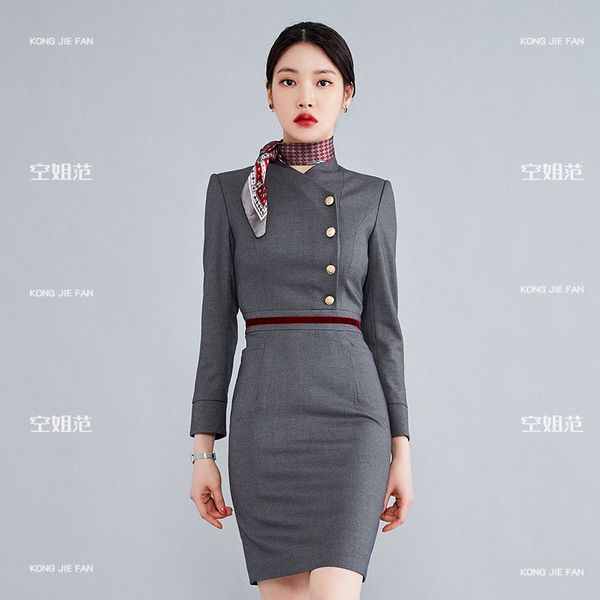 air stewardess uniform professional dress sales department front desk occupation clothing enterprise customer service overalls, White;black
air stewardess uniform professional dress sales department front desk occupation clothing enterprise customer service overalls, White;black