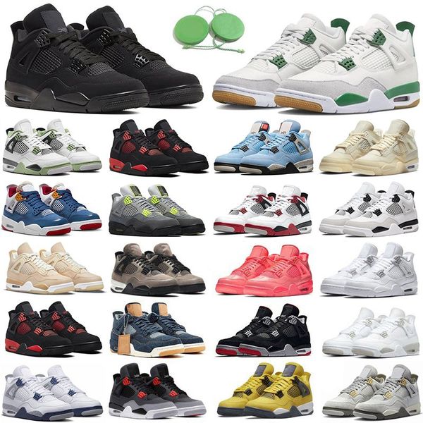 

jumpman 4 4s men women basketball shoes pine green military black cat red thunder white oreo unc blue sail lightning seafoam pure money mens