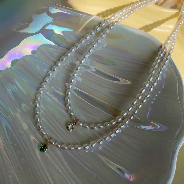 14k gold clad mini emerald zircon natural freshwater pearl necklace light luxury ins minority clavicle chain temperament female, Silver
14k gold clad mini emerald zircon natural freshwater pearl necklace light luxury ins minority clavicle chain temperament female, Silver