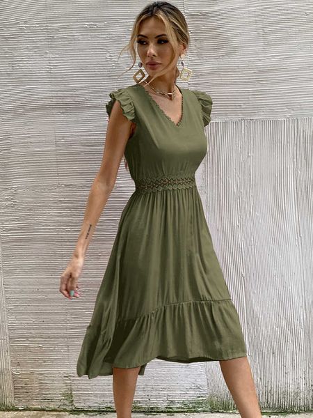 casual dresses summer casual green dress women boho high waist v neck midi dress sleeveless hollow patchwork dress fashion solid woman dress, Black;gray
casual dresses summer casual green dress women boho high waist v neck midi dress sleeveless hollow patchwork dress fashion solid woman dress, Black;gray
