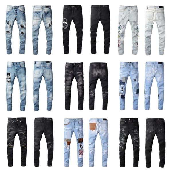 fashion designer mens amiri jeans skinny pants hip hop overlap high street long jeans retro torn fold stitching straight zipper hole motorcy, Blue
fashion designer mens amiri jeans skinny pants hip hop overlap high street long jeans retro torn fold stitching straight zipper hole motorcy, Blue