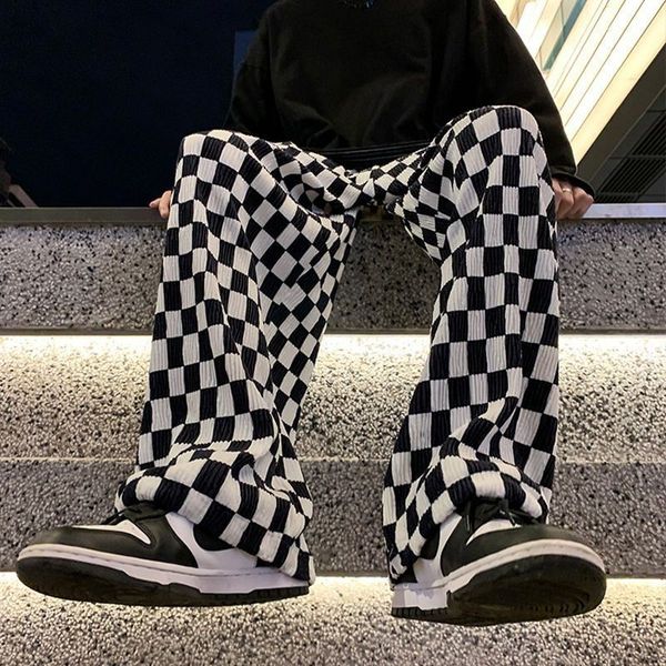 men s pants checkerboard black and white pants high street brand mopping wide leg men s thickened striped velvet straight 230311
men s pants checkerboard black and white pants high street brand mopping wide leg men s thickened striped velvet straight 230311