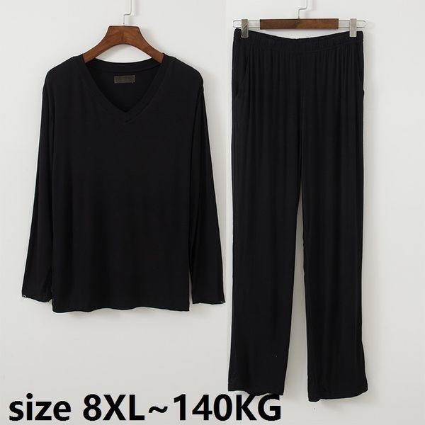 men's sleepwear spring summer plus size 8xl men pajamas sets v neck modal long sleeve pants home wear breathable casual soft 230311, Black;brown
men's sleepwear spring summer plus size 8xl men pajamas sets v neck modal long sleeve pants home wear breathable casual soft 230311, Black;brown