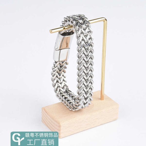 bracelets domineering men's titanium double row positive and negative chain woven stainless steel magnet buckle bracelet, Black
bracelets domineering men's titanium double row positive and negative chain woven stainless steel magnet buckle bracelet, Black