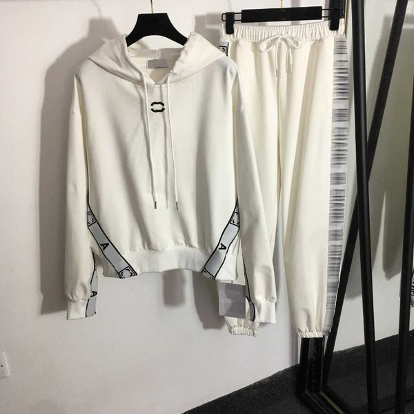 23ss women brand designer new tracksuit set logo embroidered long-sleeved hoodie letter webbing edge drawstring elastic waist casual pants w, Gray
23ss women brand designer new tracksuit set logo embroidered long-sleeved hoodie letter webbing edge drawstring elastic waist casual pants w, Gray