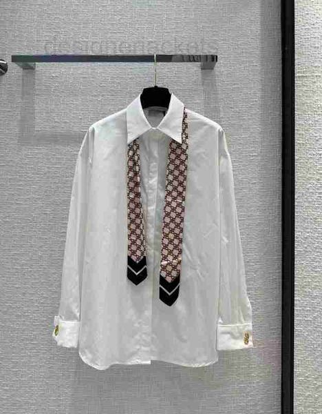 women's blouses & shirts designer milan runway 2023 new spring summer lapel neck long sleeve brand same style mgxq, White
women's blouses & shirts designer milan runway 2023 new spring summer lapel neck long sleeve brand same style mgxq, White