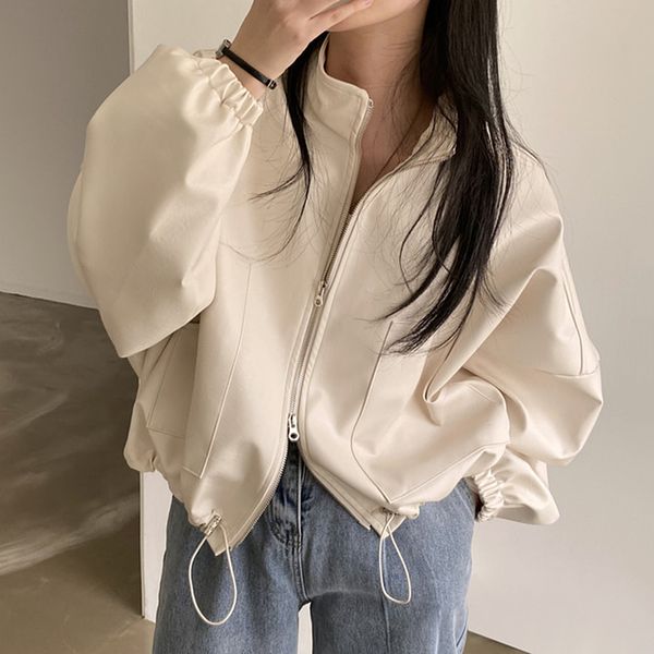 women's jackets clothland women stylish zipper pu leather jacket long sleeve loose style coats female chic outwear mujer ca279 230310, Black;brown
women's jackets clothland women stylish zipper pu leather jacket long sleeve loose style coats female chic outwear mujer ca279 230310, Black;brown