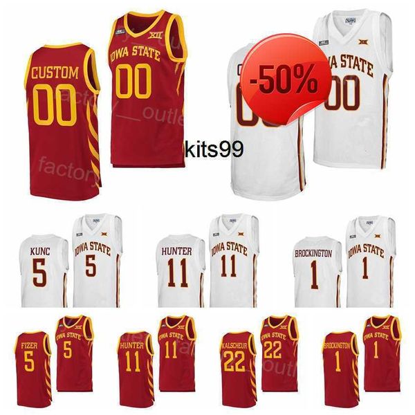 ncaa iowa state cyclones college 1 izaiah brockington jersey basketball university 11 tyrese hunter 22 gabe kalscheur 2 caleb grill 5 aljaz, Black;red