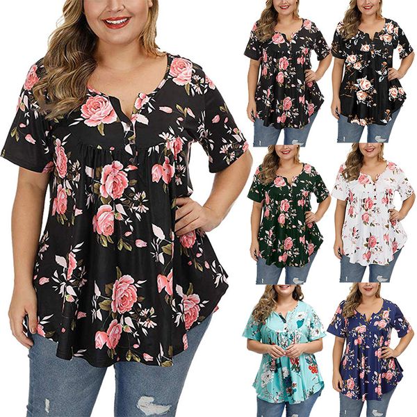 women's large slim waist summer short-sleeved v-neck shirt ruffle elegant button t-shirt, Black
women's large slim waist summer short-sleeved v-neck shirt ruffle elegant button t-shirt, Black