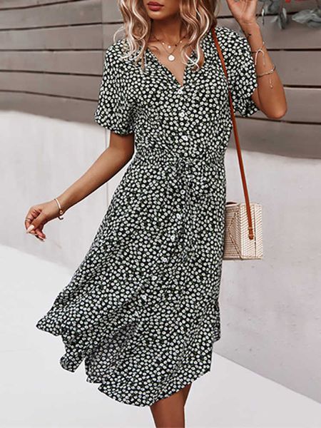 casual dresses summer floral print dress women bandage midi dress short sleeve button a-line dress female casual holiday beach dress vestido, Black;gray
casual dresses summer floral print dress women bandage midi dress short sleeve button a-line dress female casual holiday beach dress vestido, Black;gray