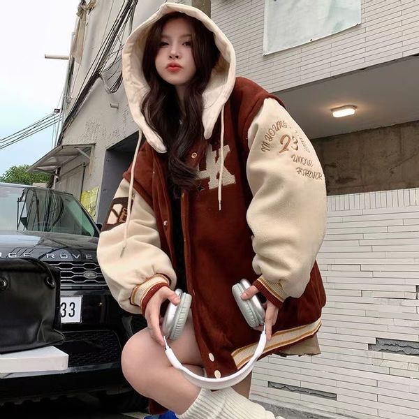 women's jackets autumn and winter jacket womens 2023 american style retro letter embroidery design sense niche loose hooded baseball ja, Black;brown
women's jackets autumn and winter jacket womens 2023 american style retro letter embroidery design sense niche loose hooded baseball ja, Black;brown