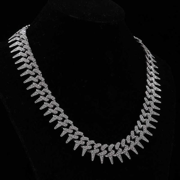 hip-hop trendsetter cuban chain full of diamonds with thorns bracelet men and women hiphop gold-plated necklace, Silver
hip-hop trendsetter cuban chain full of diamonds with thorns bracelet men and women hiphop gold-plated necklace, Silver