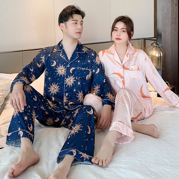 men's sleepwear fzslcyiyi summer couple sun star moon printed pajamas lovers men women long sleeve pants sleepwear satin homewear night, Black;brown
men's sleepwear fzslcyiyi summer couple sun star moon printed pajamas lovers men women long sleeve pants sleepwear satin homewear night, Black;brown