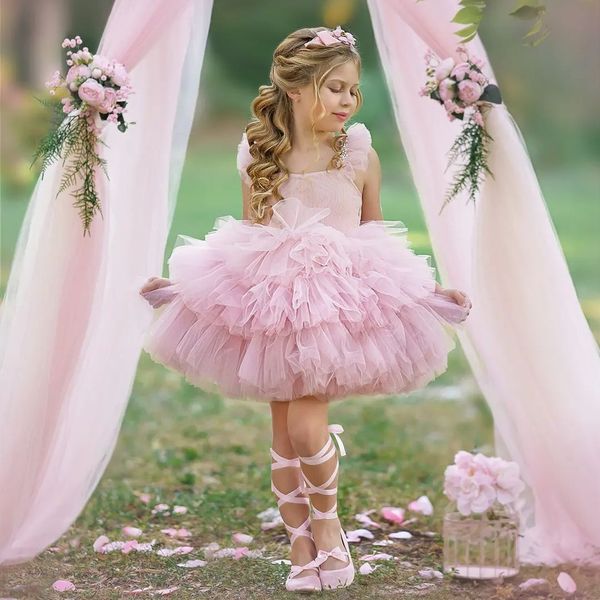 light pink beaded flower girl dresses tiered ruffled princess pageant gowns for wedding and birthday tulle short kid pageant dress, White;blue 
light pink beaded flower girl dresses tiered ruffled princess pageant gowns for wedding and birthday tulle short kid pageant dress, White;blue