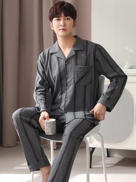 men's sleepwear men's cotton pajamas set autumn winter pure cotton sleepwear warm pyjama homme home clothes 100% cotton pijama hom, Black;brown
men's sleepwear men's cotton pajamas set autumn winter pure cotton sleepwear warm pyjama homme home clothes 100% cotton pijama hom, Black;brown
