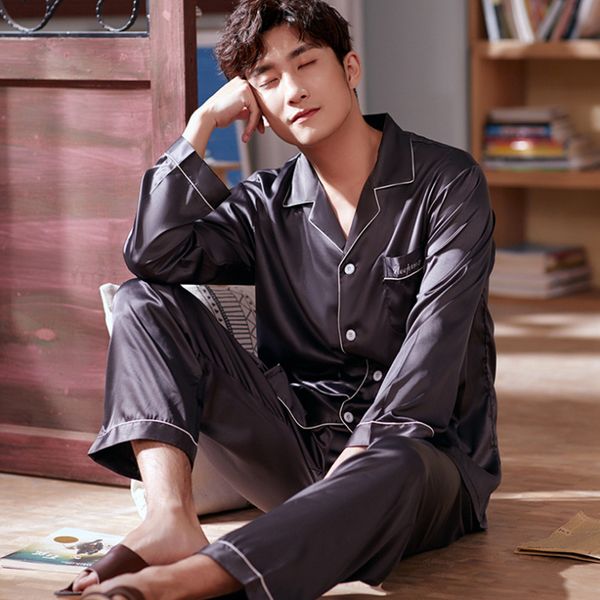 men's sleepwear pajama set mens stain silk pajamas for men soft cozy sleepwear pyjamas set nightgown trousers sleeping male home cloth, Black;brown
men's sleepwear pajama set mens stain silk pajamas for men soft cozy sleepwear pyjamas set nightgown trousers sleeping male home cloth, Black;brown