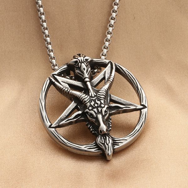10pcs gothic satan pentagram sheep head skull pendant necklace for men punk biker jewelry gift, Silver
10pcs gothic satan pentagram sheep head skull pendant necklace for men punk biker jewelry gift, Silver
