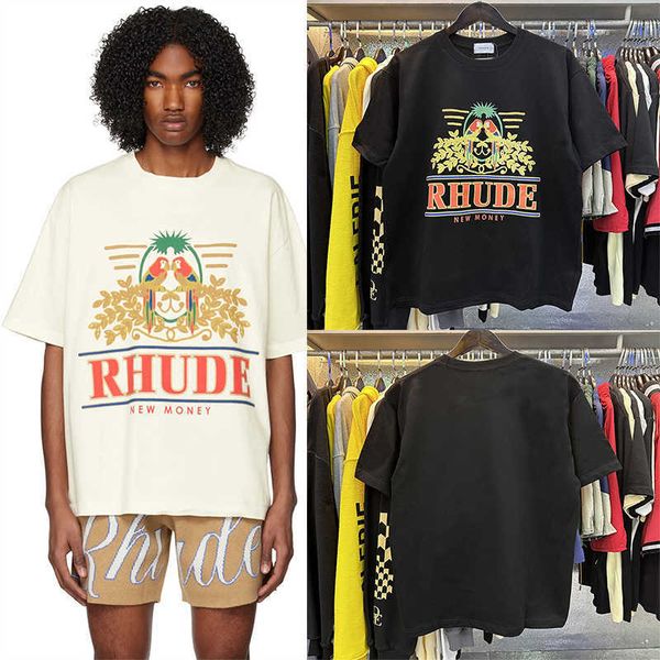 men's t shirts tshirts ss high street rhude bird print quality double yarn cotton leisure short sleeve tshirt for men and women, White;black
men's t shirts tshirts ss high street rhude bird print quality double yarn cotton leisure short sleeve tshirt for men and women, White;black