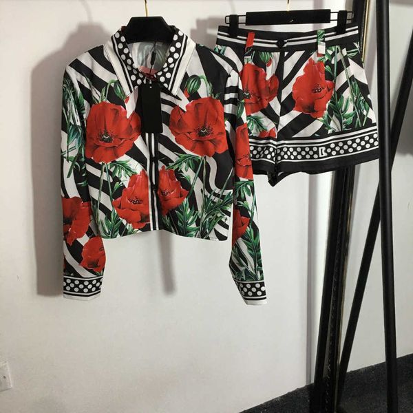 23ss designer women brand sports suit zebra-print flower long sleeve shirt with lapel a-line high waist shorts set fashion women clothes, Gray
23ss designer women brand sports suit zebra-print flower long sleeve shirt with lapel a-line high waist shorts set fashion women clothes, Gray