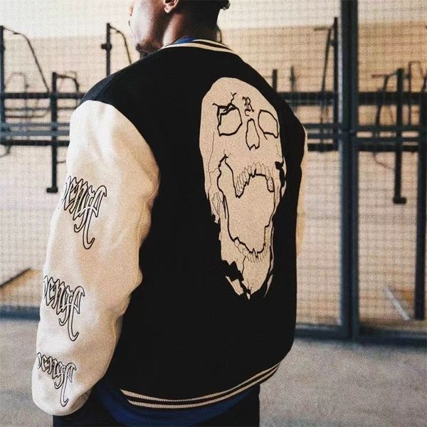 men's jackets vintage man jacket female letter skull stitching embroidered street trend hip-hop sports casual baseball cotton women 230, Black;brown
men's jackets vintage man jacket female letter skull stitching embroidered street trend hip-hop sports casual baseball cotton women 230, Black;brown