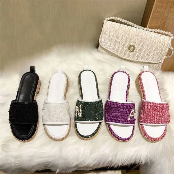 new women tweed leather straw woven slides sandals for woman slip on wedge flats fashion beach mule brand flip flops casual slides shoes pla, Black
new women tweed leather straw woven slides sandals for woman slip on wedge flats fashion beach mule brand flip flops casual slides shoes pla, Black