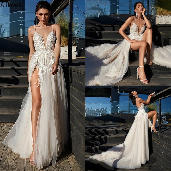 spaghetti straps a line wedding dresses charming furs lace appliqued v neck boho beach bridal gowns side split tulle open back sleeveless ro, White
spaghetti straps a line wedding dresses charming furs lace appliqued v neck boho beach bridal gowns side split tulle open back sleeveless ro, White