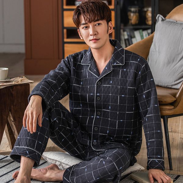 men's sleepwear three-layer thick laminated pajamas male geometry pajamas set full cotton men 2pcs/set warm autumn winter big yards hom, Black;brown
men's sleepwear three-layer thick laminated pajamas male geometry pajamas set full cotton men 2pcs/set warm autumn winter big yards hom, Black;brown