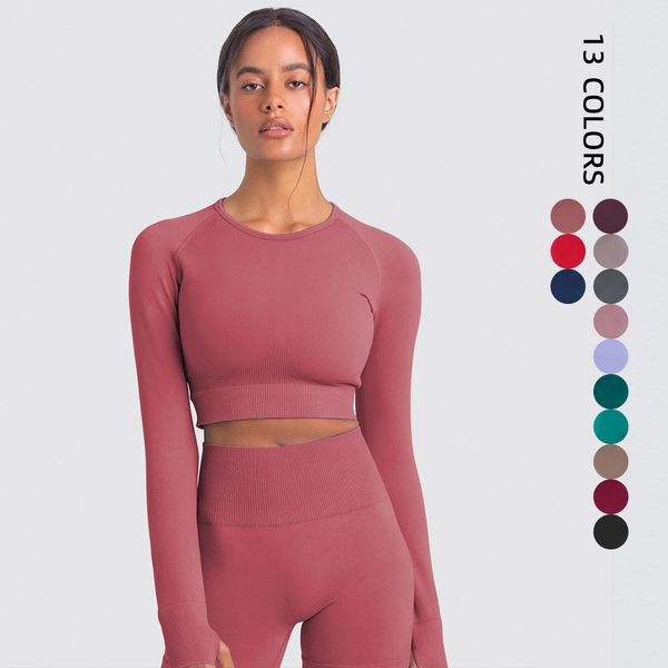 women's tshirt knitted seamless running sports long sleeve fitness yoga wear 230311, White
women's tshirt knitted seamless running sports long sleeve fitness yoga wear 230311, White