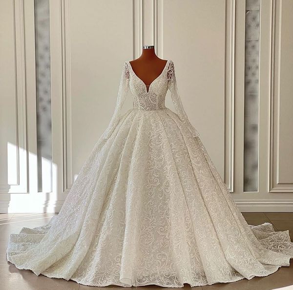 luxury ball gown wedding dresses v neck long sleeves lace sequins appliques beaded floor length beaded ruffles formal dresses bridal gowns p, White
luxury ball gown wedding dresses v neck long sleeves lace sequins appliques beaded floor length beaded ruffles formal dresses bridal gowns p, White